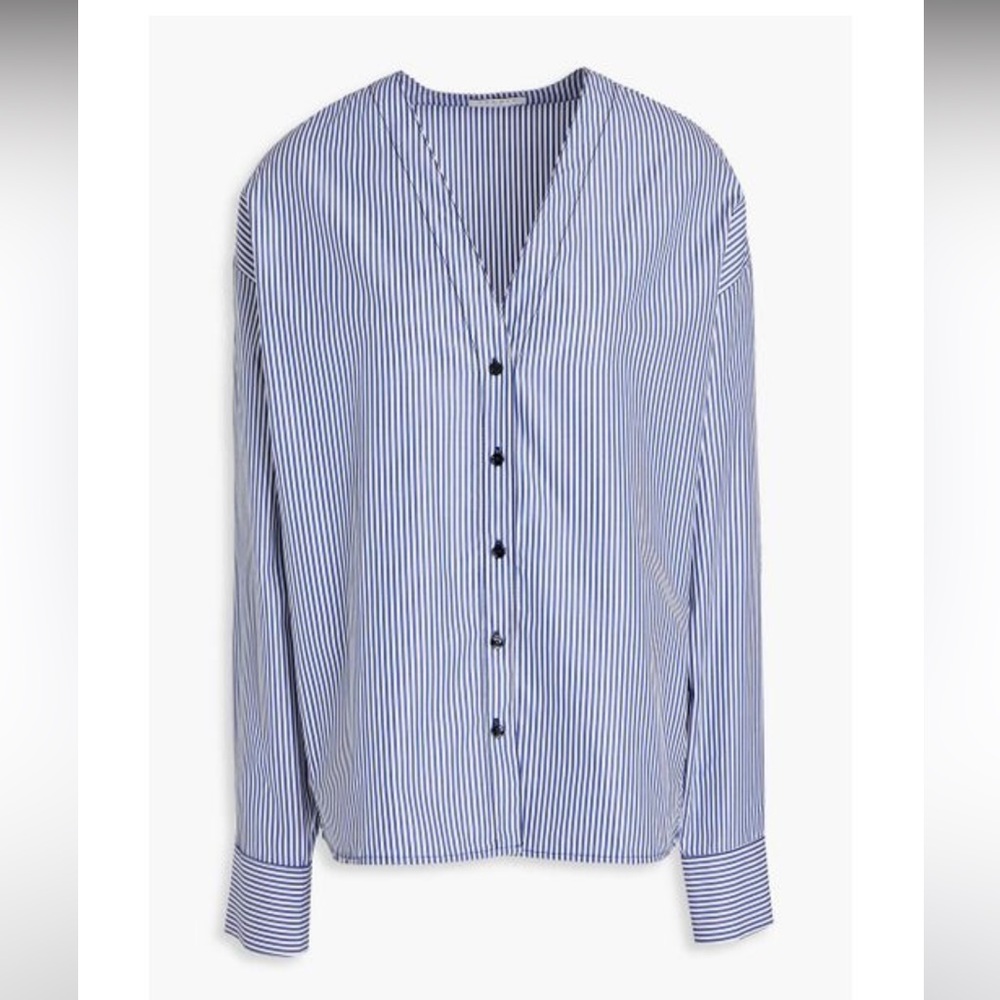 Sandro Jordan Pinstriped Cotton Poplin Button Down Shirt - Picture 4 of 16